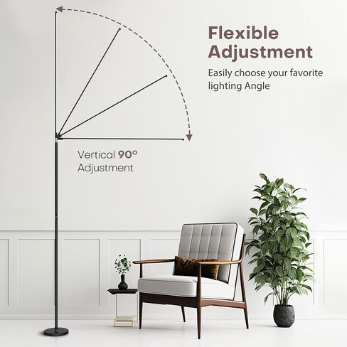 LED Floor Lamp, Bright Eye-Care Standing Lamp, Home Decor with Touch Control Dimmable Reading Light for Living Room, Bedroom, Office - Black in Saudi Arabia