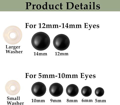 MAOQIAN 294PCS Safety Eyes for Amigurumi, 6-20mm, 8 Sizes Safety Eyes with Washers for Crocheting, DIY Crafts, Stuffed Animals in Kuwait