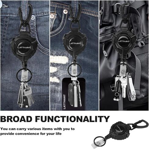 حامل شارة مقطع قابل للسحب ، سلسلة مفاتيح قابلة للسحب بالخدمة الثقيلة مع 31.5 في الحبل الفولاذ السلس ، متين 360 درجة كرابر قابلة للسحب من أجل العمل ، وصيد الأسماك ، ومفتاح السيارة ، 9 أوقية in Kuwait