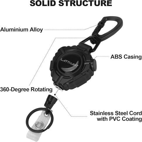 حامل شارة مقطع قابل للسحب ، سلسلة مفاتيح قابلة للسحب بالخدمة الثقيلة مع 31.5 في الحبل الفولاذ السلس ، متين 360 درجة كرابر قابلة للسحب من أجل العمل ، وصيد الأسماك ، ومفتاح السيارة ، 9 أوقية in Kuwait