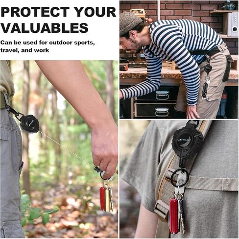 حامل شارة مقطع قابل للسحب ، سلسلة مفاتيح قابلة للسحب بالخدمة الثقيلة مع 31.5 في الحبل الفولاذ السلس ، متين 360 درجة كرابر قابلة للسحب من أجل العمل ، وصيد الأسماك ، ومفتاح السيارة ، 9 أوقية in Kuwait