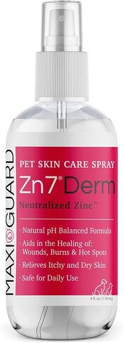 Maxi-Guard Pet Care Care Care Zn7 Derm مع الزنك المحايدة للكلاب والقطط والبقري والغريب والحيوانات المصاحبة (4 أوقية) ، الأحمر/الأبيض in Saudi Arabia