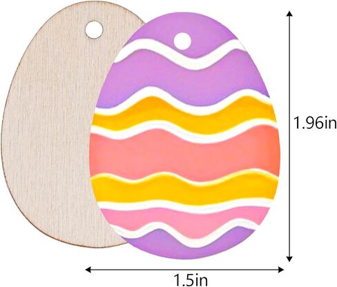 Yookat 50 Pieces Wooden Cutout Easter Egg Ornaments Egg Wood DIY Crafts Cutouts Unfinished Wood Slices for Painting Crafts and Easter Decorations in Kuwait