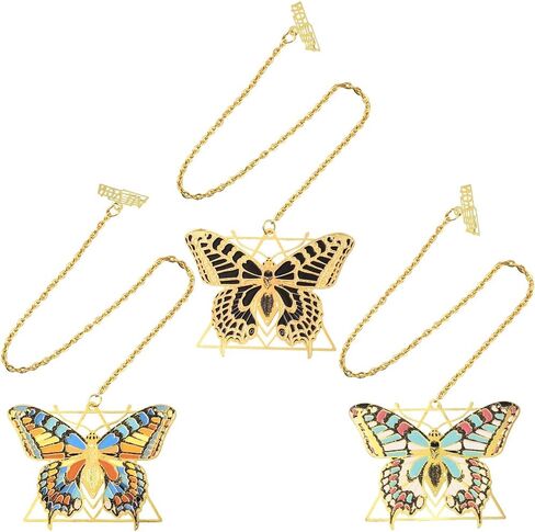 Sunnyclue 3pcs Metal Butterfly Longmarks Gold Butterfly Borkmark Boundmark Growtic الفريدة الفريدة من نوعها الفراشات النحاسية الذهبية مع سلسلة مرجعية للمعلم عيد ميلاد عيد الميلاد عيد الميلاد DIY هدايا in Saudi Arabia