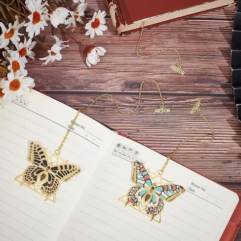 Sunnyclue 3pcs Metal Butterfly Longmarks Gold Butterfly Borkmark Boundmark Growtic الفريدة الفريدة من نوعها الفراشات النحاسية الذهبية مع سلسلة مرجعية للمعلم عيد ميلاد عيد الميلاد عيد الميلاد DIY هدايا in Saudi Arabia