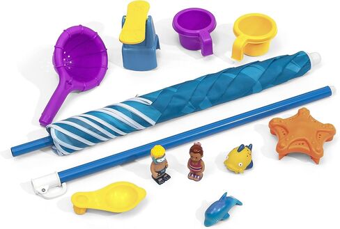 Step2 Spill & Splash Seaway Water Table, Kids Two-Tier Water and Sand Activity Sensory Playset, Comes with Umbrella, Summer Outdoor Toys, 11 Piece Toy Accessories, For Toddles 1.5+ Years Old in Kuwait