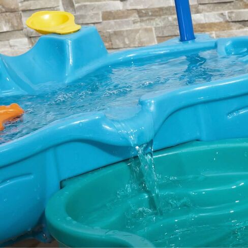 Step2 Spill & Splash Seaway Water Table, Kids Two-Tier Water and Sand Activity Sensory Playset, Comes with Umbrella, Summer Outdoor Toys, 11 Piece Toy Accessories, For Toddles 1.5+ Years Old in Kuwait
