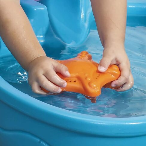 Step2 Spill & Splash Seaway Water Table, Kids Two-Tier Water and Sand Activity Sensory Playset, Comes with Umbrella, Summer Outdoor Toys, 11 Piece Toy Accessories, For Toddles 1.5+ Years Old in Kuwait