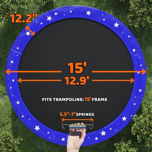 Happin® Trampoline Spring Cover Super Thick, Universal Fit 12FT/14FT/15FT -Trampoline Pad Replacement Stars Design, Waterproof, Tear & UV Resistant, Trampoline Pad Replacement for Ultimate Safety in Saudi Arabia