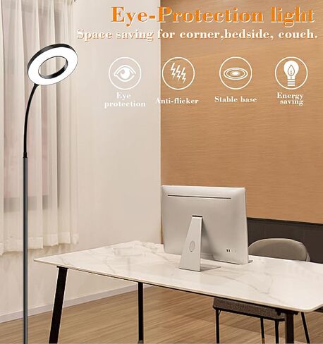 LED Floor Lamp,Tall Standing Floor Lamps for Living Room,Adjustable Gooseneck ReadingReading Light, no Remote Control Required, Minimalist Style for Bedroom Office in Saudi Arabia