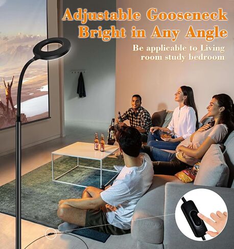 LED Floor Lamp,Tall Standing Floor Lamps for Living Room,Adjustable Gooseneck ReadingReading Light, no Remote Control Required, Minimalist Style for Bedroom Office in Saudi Arabia