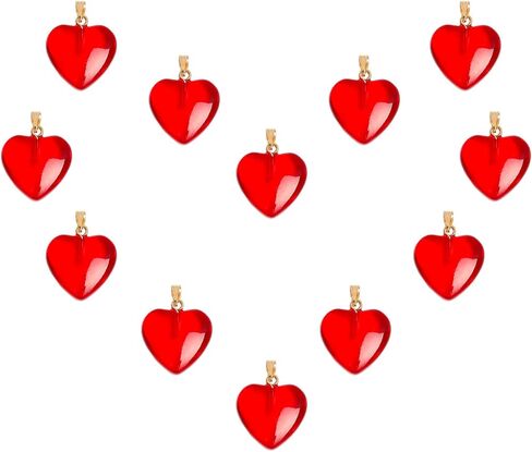 Xeahung 12 Pcs Heart Shaped Pendants Glass Crystal Glass Beads Charms for Jewelry Making Bracelets Earring Necklace Adults DIY Art Craft Projects Christmas Birthday Women Gifts in Kuwait