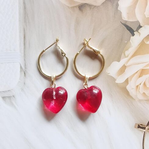 Xeahung 12 Pcs Heart Shaped Pendants Glass Crystal Glass Beads Charms for Jewelry Making Bracelets Earring Necklace Adults DIY Art Craft Projects Christmas Birthday Women Gifts in Kuwait