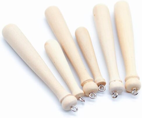 GSHLLO 20 Pcs Wooden Baseball Bat Charms Mini Baseball Bats Sport Theme Pendants Keychain Making Charms Key Ring Hanging Ornament with Loop for DIY Craft 4.5 cm in Kuwait