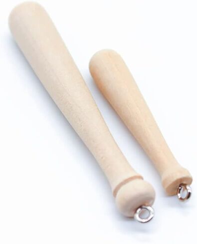 GSHLLO 20 Pcs Wooden Baseball Bat Charms Mini Baseball Bats Sport Theme Pendants Keychain Making Charms Key Ring Hanging Ornament with Loop for DIY Craft 4.5 cm in Kuwait