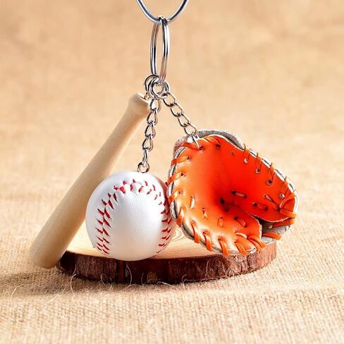 GSHLLO 20 Pcs Wooden Baseball Bat Charms Mini Baseball Bats Sport Theme Pendants Keychain Making Charms Key Ring Hanging Ornament with Loop for DIY Craft 4.5 cm in Kuwait