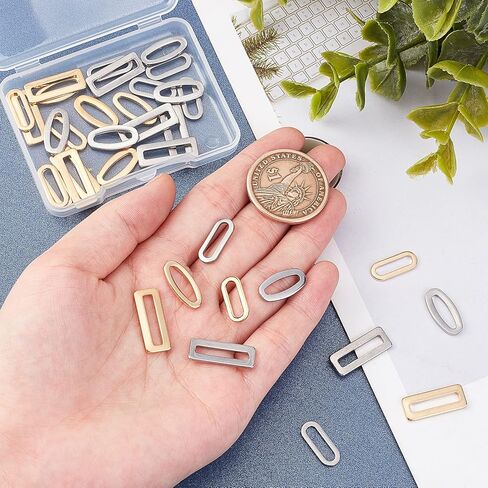 UNICRAFTALE 36Pcs 2 Colors 3 Styles Linking Rings 304 Stainless Steel Linking Rings Rectangle/Oval Frames Connectors for Bracelet Necklace Jewelry Making in Saudi Arabia