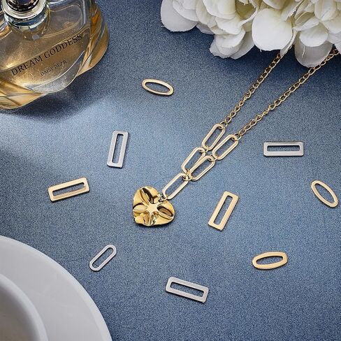 UNICRAFTALE 36Pcs 2 Colors 3 Styles Linking Rings 304 Stainless Steel Linking Rings Rectangle/Oval Frames Connectors for Bracelet Necklace Jewelry Making in Saudi Arabia