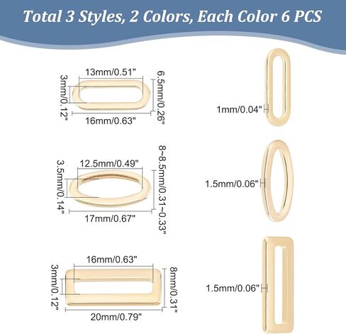 UNICRAFTALE 36Pcs 2 Colors 3 Styles Linking Rings 304 Stainless Steel Linking Rings Rectangle/Oval Frames Connectors for Bracelet Necklace Jewelry Making in Saudi Arabia
