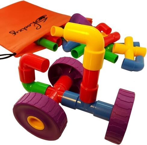مجموعة ألعاب البناء Skoolzy Straw Constructor STEM المكونة من 200 قطعة - ألعاب تعليمية بلاستيكية متشابكة متينة للأطفال الصغار لتطوير المهارات الحركية الدقيقة لبنات بناء التعلم الهندسي - 5 عبوات in Saudi Arabia