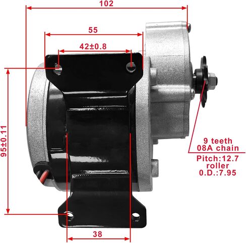 24 Volt 350 Watt MY1016Z3 Gear Reduction Electric Motor with 9 Tooth Sprocket for E Scooter in Saudi Arabia