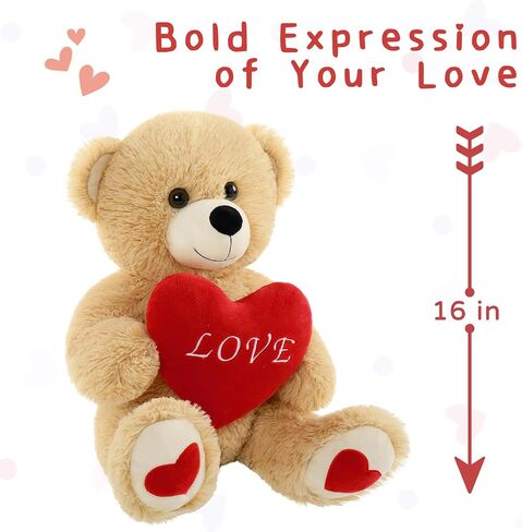 MorisMos 16in Teddy Bear Stuffed Animal with Heart, Small Stuffed Bear for Valentine Day, I Love You Bear Plush for Her, Girlfriend, Girl, Boyfriend, Kids in Saudi Arabia