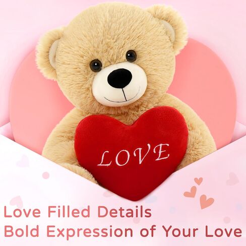 MorisMos 16in Teddy Bear Stuffed Animal with Heart, Small Stuffed Bear for Valentine Day, I Love You Bear Plush for Her, Girlfriend, Girl, Boyfriend, Kids in Saudi Arabia