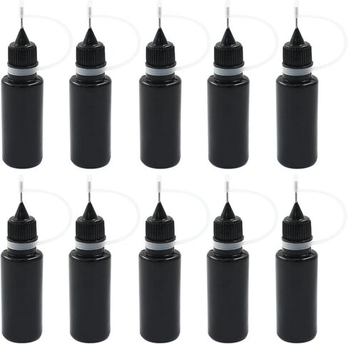 Zorfeter 10 Pcs 10ml Black Precision Tip Applicator Bottles, Metal Needle Tip Squeeze Bottle for Glue Liquid Acrylic Painting DIY Crafts Etc in Kuwait