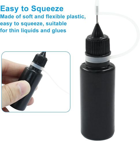 Zorfeter 10 Pcs 10ml Black Precision Tip Applicator Bottles, Metal Needle Tip Squeeze Bottle for Glue Liquid Acrylic Painting DIY Crafts Etc in Kuwait