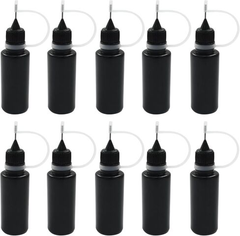 Zorfeter 10 Pcs 10ml Black Precision Tip Applicator Bottles, Metal Needle Tip Squeeze Bottle for Glue Liquid Acrylic Painting DIY Crafts Etc in Kuwait