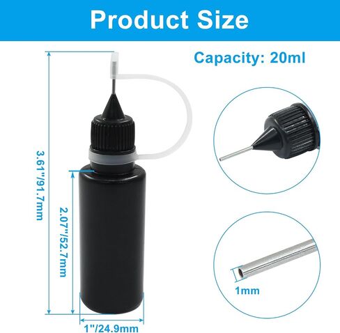 Zorfeter 10 Pcs 10ml Black Precision Tip Applicator Bottles, Metal Needle Tip Squeeze Bottle for Glue Liquid Acrylic Painting DIY Crafts Etc in Kuwait