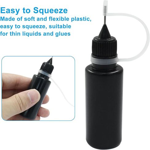 Zorfeter 10 Pcs 10ml Black Precision Tip Applicator Bottles, Metal Needle Tip Squeeze Bottle for Glue Liquid Acrylic Painting DIY Crafts Etc in Kuwait