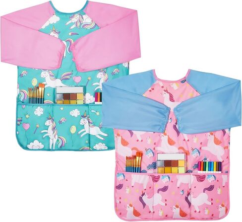 Lictin 2 Pack Kids Art Smocks ، Smock Toddler ، فنان مقاوم للماء ، مآزر الرسم للأطفال in Kuwait
