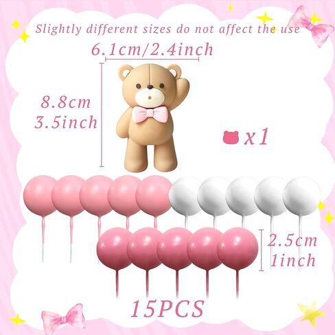 JeVenis Pink Bear Cake Decoration Baby Bear Baby Shower Cake Topper Bears Cake Decoration Baby Shower Birthday Cake Decoration in Saudi Arabia