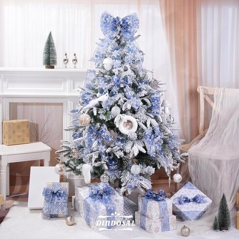 Navy Organza Snowflake Wired Ribbon 2.5" X 25 Yards Navy Blue Ribbon for Christmas Tree Decoration, Blue and White Christmas Ribbon for Garlands and Wreaths, Gift Wrapping, DIY Crafts in Saudi Arabia
