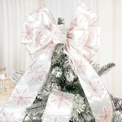 Navy Organza Snowflake Wired Ribbon 2.5" X 25 Yards Navy Blue Ribbon for Christmas Tree Decoration, Blue and White Christmas Ribbon for Garlands and Wreaths, Gift Wrapping, DIY Crafts in Kuwait