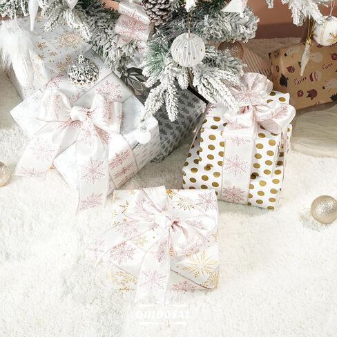 Navy Organza Snowflake Wired Ribbon 2.5" X 25 Yards Navy Blue Ribbon for Christmas Tree Decoration, Blue and White Christmas Ribbon for Garlands and Wreaths, Gift Wrapping, DIY Crafts in Kuwait