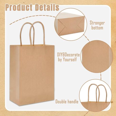 Whaline 24Pcs Sage Green Kraft Paper Bags Party Favors Gift Bags with Handles Grocery Shopping Treat Bags Goodies Candy Bags for DIY Art Craft Baby Shower Wedding Birthday Party Decorations in Saudi Arabia
