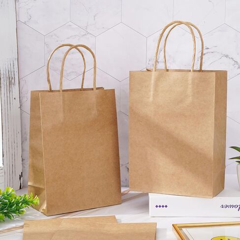 Whaline 24Pcs Sage Green Kraft Paper Bags Party Favors Gift Bags with Handles Grocery Shopping Treat Bags Goodies Candy Bags for DIY Art Craft Baby Shower Wedding Birthday Party Decorations in Saudi Arabia