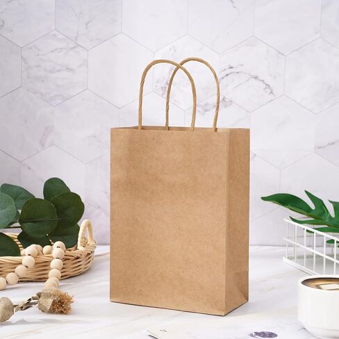 Whaline 24Pcs Sage Green Kraft Paper Bags Party Favors Gift Bags with Handles Grocery Shopping Treat Bags Goodies Candy Bags for DIY Art Craft Baby Shower Wedding Birthday Party Decorations in Saudi Arabia