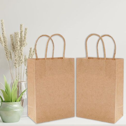 Whaline 24Pcs Sage Green Kraft Paper Bags Party Favors Gift Bags with Handles Grocery Shopping Treat Bags Goodies Candy Bags for DIY Art Craft Baby Shower Wedding Birthday Party Decorations in Saudi Arabia