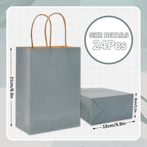 Whaline 24pcs Sage Green Kraft Paper Paps Party Party Favors حقائب الهدايا مع مقابض تسوق البقالة. in Saudi Arabia