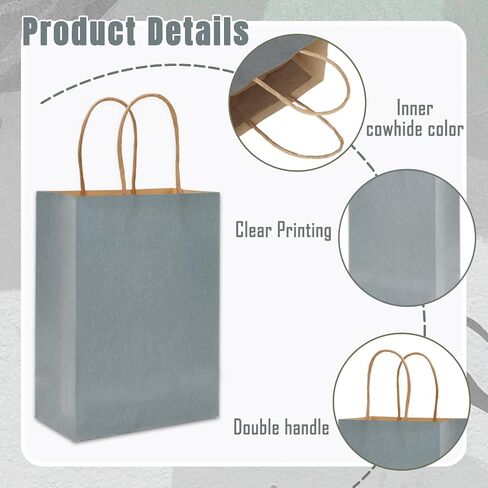 Whaline 24pcs Sage Green Kraft Paper Paps Party Party Favors حقائب الهدايا مع مقابض تسوق البقالة. in Saudi Arabia