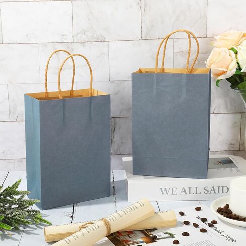 Whaline 24pcs Sage Green Kraft Paper Paps Party Party Favors حقائب الهدايا مع مقابض تسوق البقالة. in Saudi Arabia