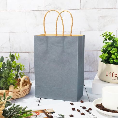 Whaline 24pcs Sage Green Kraft Paper Paps Party Party Favors حقائب الهدايا مع مقابض تسوق البقالة. in Saudi Arabia
