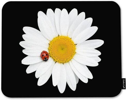 Daisy Flower Mouse Mouse Pad قاعدة مطاطية طبيعية غير انزلاق ، 9.5 × 7.9 بوصة زهر بيضاء البابونج الخنفساء كمبيوتر موسباد فاتر لأجهزة الكمبيوتر والكمبيوتر المحمول والألعاب والمكتب والمنزل in Kuwait