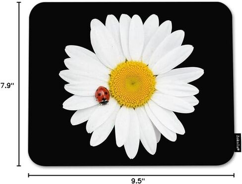 Daisy Flower Mouse Mouse Pad قاعدة مطاطية طبيعية غير انزلاق ، 9.5 × 7.9 بوصة زهر بيضاء البابونج الخنفساء كمبيوتر موسباد فاتر لأجهزة الكمبيوتر والكمبيوتر المحمول والألعاب والمكتب والمنزل in Kuwait