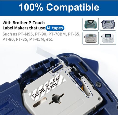 COLORWING M-K231 Compatible Brother P Touch M Tape M-K231s MK231 M231 for Brother PT-M95 PT-90 PT-70 PT-65 PT-85 Label Maker Refills, 12mm 0.47inch White, 4-Pack in Saudi Arabia