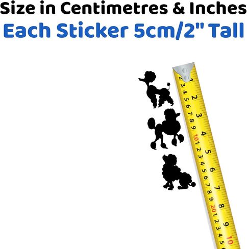 Pet Dog Poodle Silhouette 11 Cute Stickers Pack - Dog Lover Gifts - Car Bumper Sticker - Light Switch Sticker - Wall Decal - Scrapbook Stickers (Black, Extra Small Pack) in Saudi Arabia