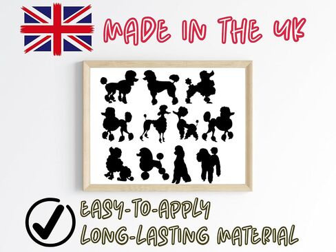 Pet Dog Poodle Silhouette 11 Cute Stickers Pack - Dog Lover Gifts - Car Bumper Sticker - Light Switch Sticker - Wall Decal - Scrapbook Stickers (Black, Extra Small Pack) in Saudi Arabia